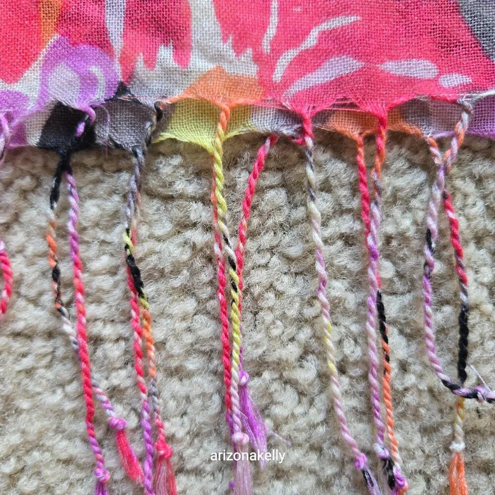 Lily Pulitzer Cashmere Silk Murfee Scarf Pink Floral Pop Pink in the Garden